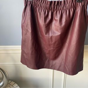 ZARA Burgundy Paper-Bag Style Faux Leather Size M